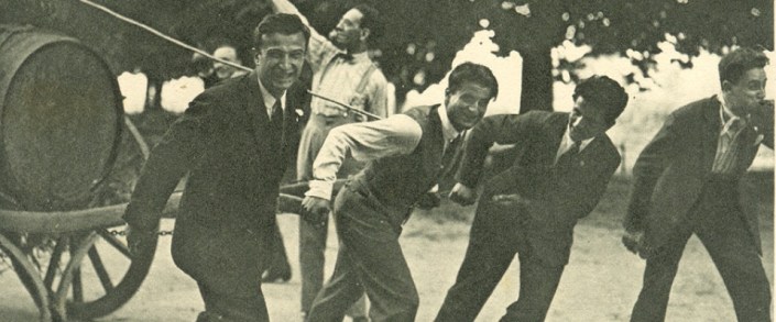 Pier Giorgio pulling a keg